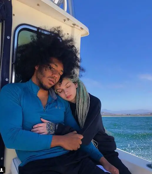 Zhavia Ward and her boyfriend Emmanuel Lateju onboard while hugging on each other