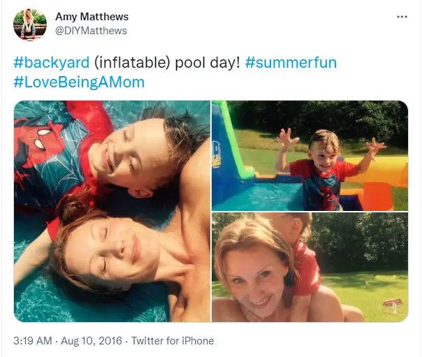 Amy Matthews's Twitter post of Her Son Eli