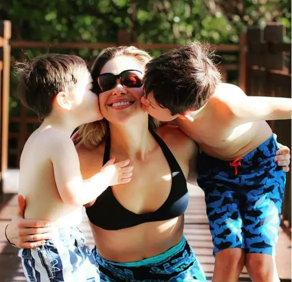 Pascale Hutton with her children