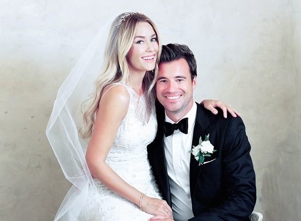 Mr. William Tell and his wife, Lauren Conrad, on their wedding day