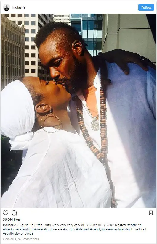 India Arie BloomingÂ gets cozy with her rumored husband on 2018's valentine's day