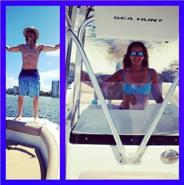 Linda uploads a picture of herself with her son sailing in the water