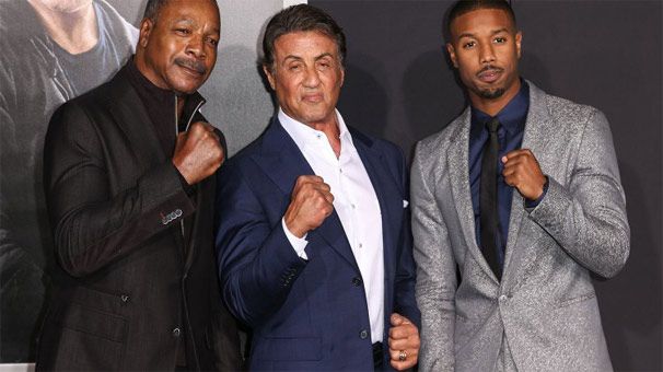 Carl Weathers (right) withÃ‚Â Sylvester Stallone (center) andÃ‚Â Michael B. Jordan (left)