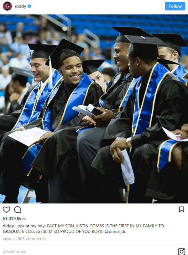 Sean Combs (Diddy) with His Graduate Son, Justin Combs 