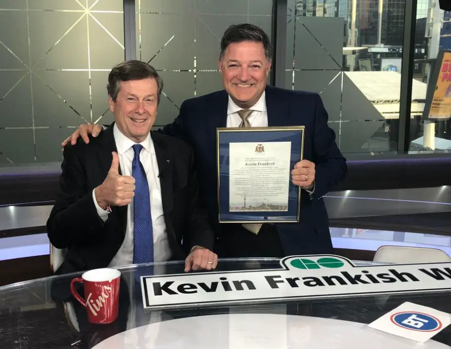 Kevin Frankish with Toronto's Mayor John Tory