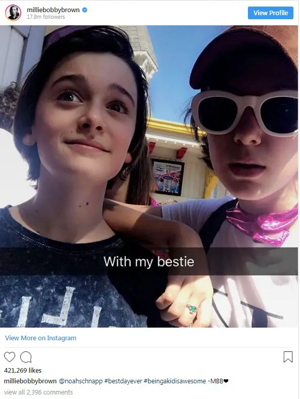 Noah Schnapp with his alleged girlfriend Millie Bobby Brown.