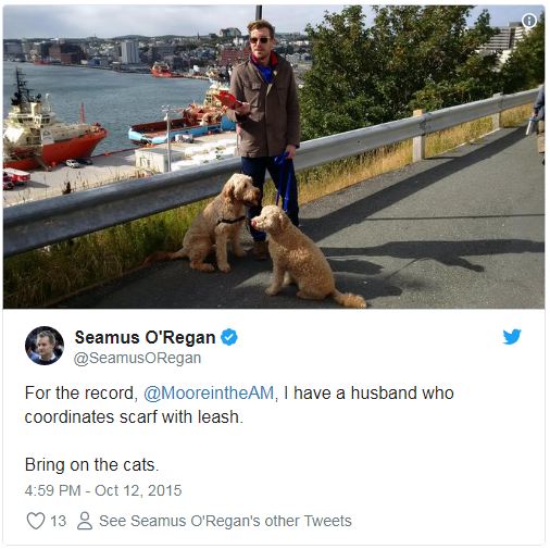 Seamus O'Regan'sÂ tweet about hisÂ husband