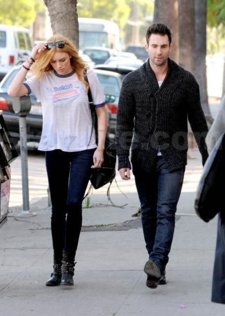 Arielle Vandenberg and Adam Levine in the streets