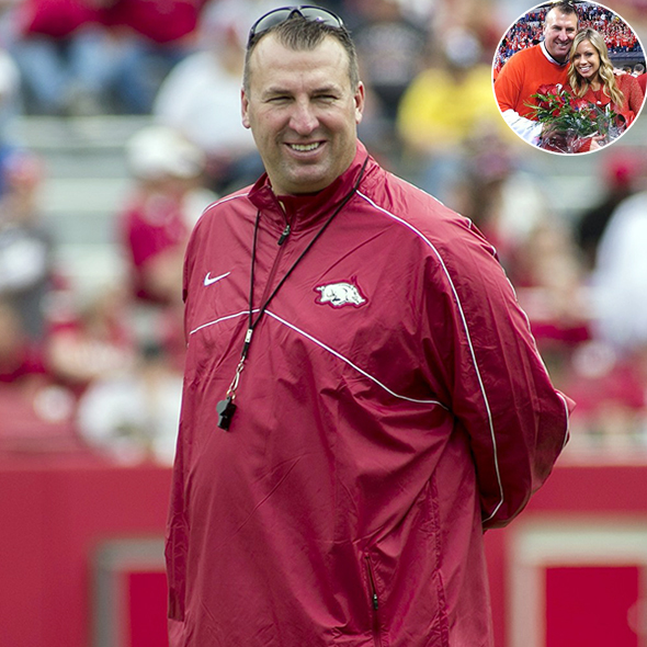 Football Coach Bret Bielema Getting Romantic With Wife On Television ...