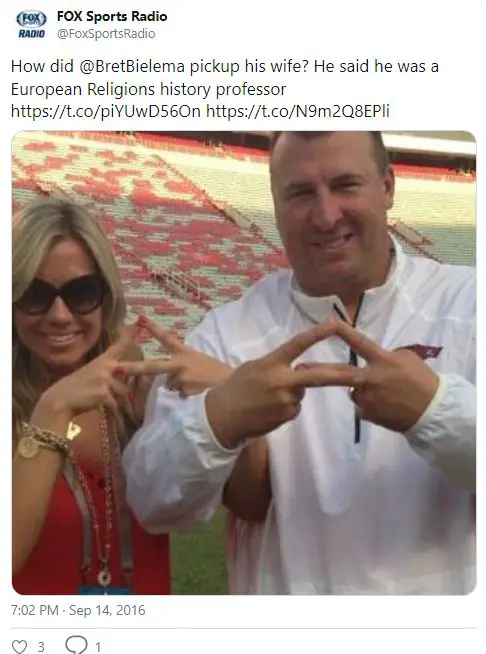 Football Coach Bret Bielema Getting Romantic With Wife On Television ...