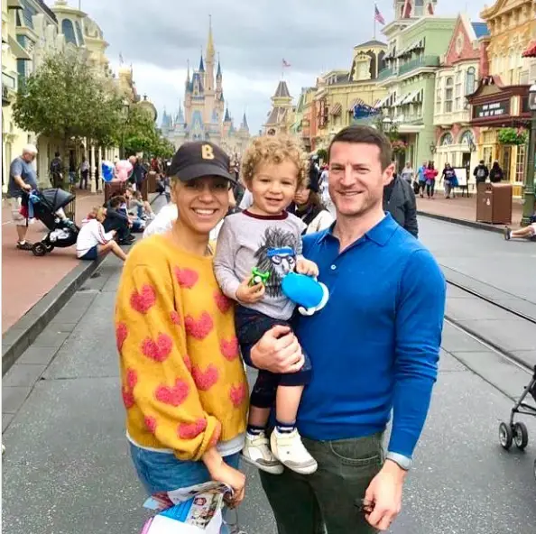 Cush Jumbo with her husband and son