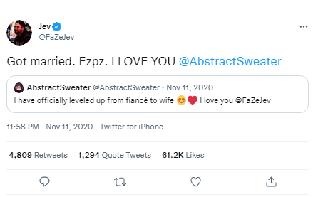 Faze Jev Announcement Of Getting Married