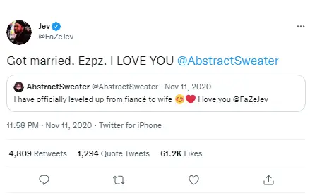 Faze Jev Announcement Of Getting Married