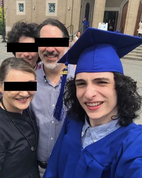 Finn Wolfhard With His Parents & Brother