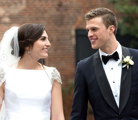 Harrison Butker and his wife, Isabelle Butker, from their wedding day