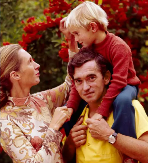 Jane Goodall with her husband and son