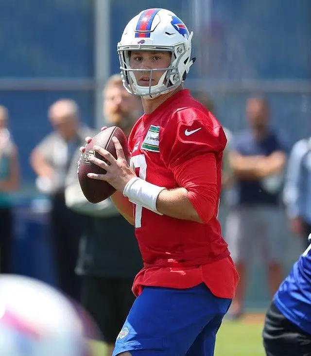 Josh Allen On His Buffalo Bills Jersey On What Seems To Be During Practice.