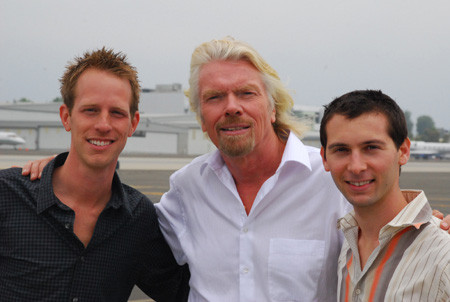 Justin Berfield, now with his fellow mate Jason Felts and founder of the Virgin Group, Richard Branson