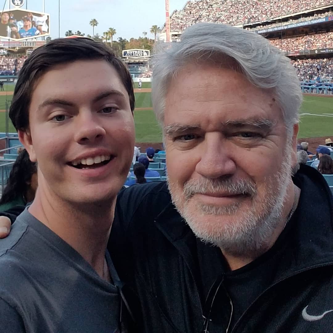Michael Harney with his Son During Baseball Match
