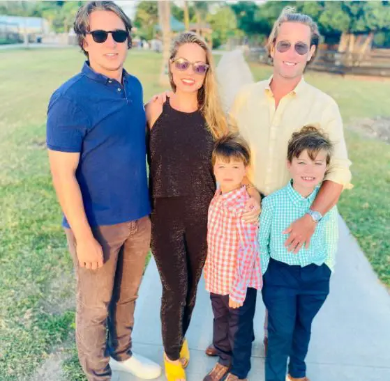 Nicole Saphier alongside her husband and three sons  gathered as a happy family