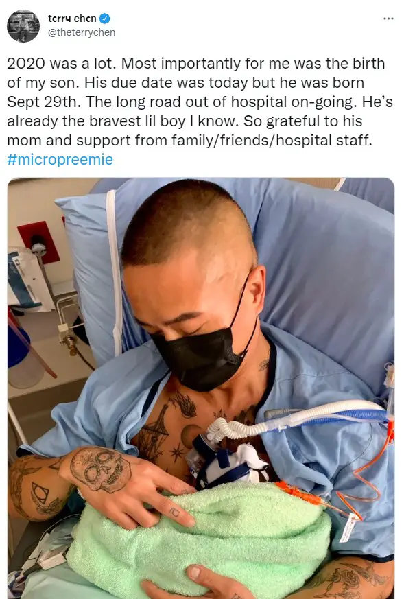 Terry chen's tweet about his son's birth