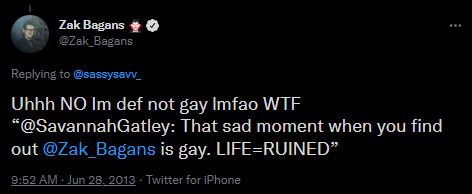 Zak's Tweet Clearing His Gay Rumors