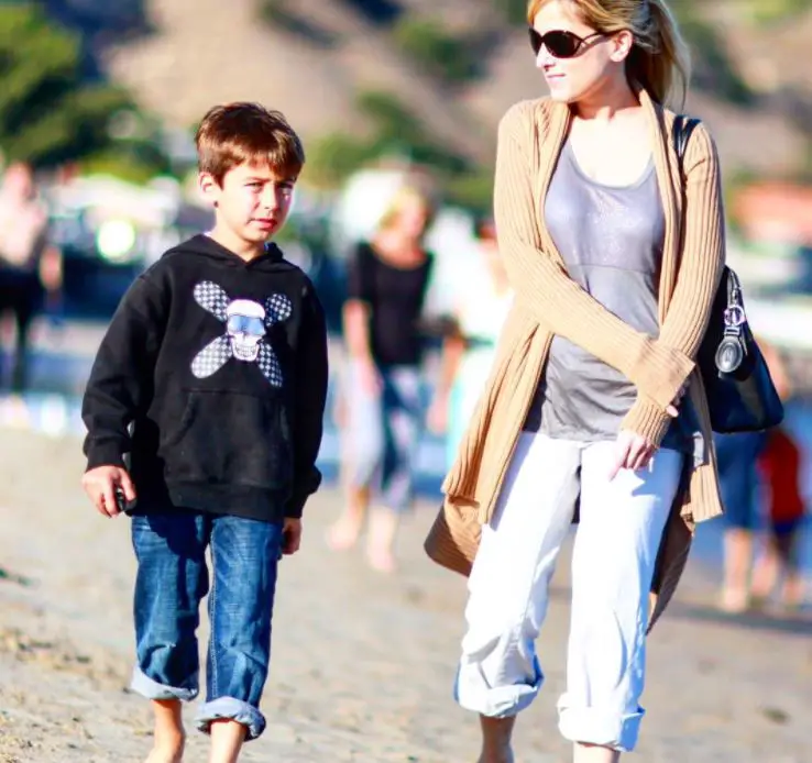 Aiden with his mother