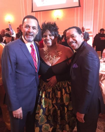 Anna Maria Horsford posing with her on-screen husbands 