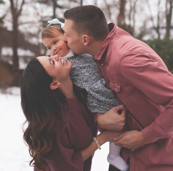 Daniel Theis with wife Lena Theis and daughter Laila Instagram