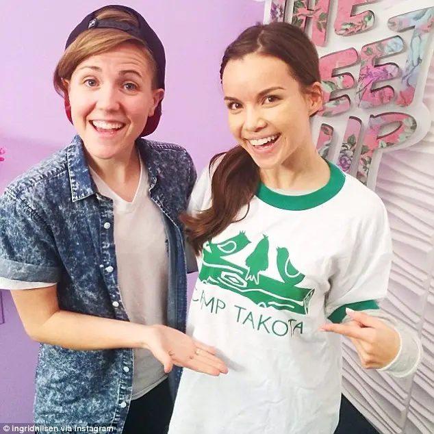 Caption: Ingrid Nilsen and Hannah Hart or "Hangrid" as their fans...