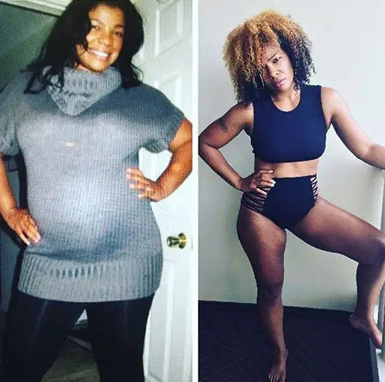 Syleena Johnson before and after her body transformation (Photo:essence.com...