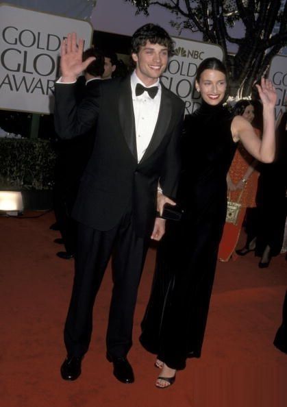 Caption: Tom Welling and his ex-wife Jamie White at the Golden Globes Award...