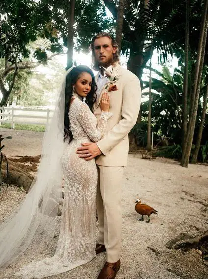 Vanessa Morgan with husband Michael Kopeck on their wedding day (Photo: Van...