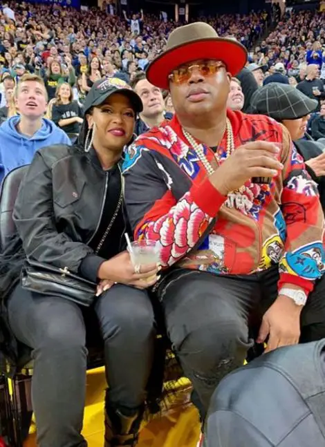 E-40 and wife Tracy Stevens attendÂ the Warriors game in Feb 2019