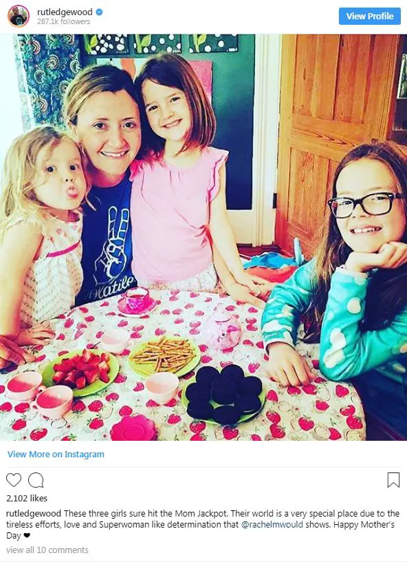 Rutledge's wife Rachel with her three daughters on 13 May 2018