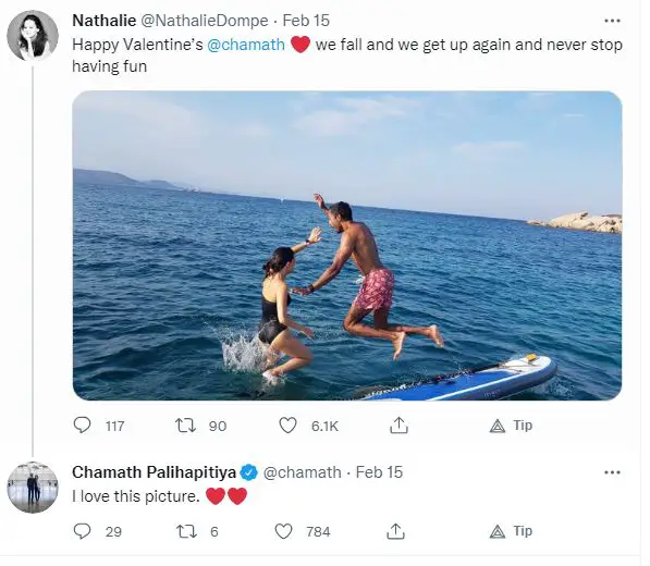 ChamathÂ Palihapitiya's girlfriend's post on Valentine's Day
