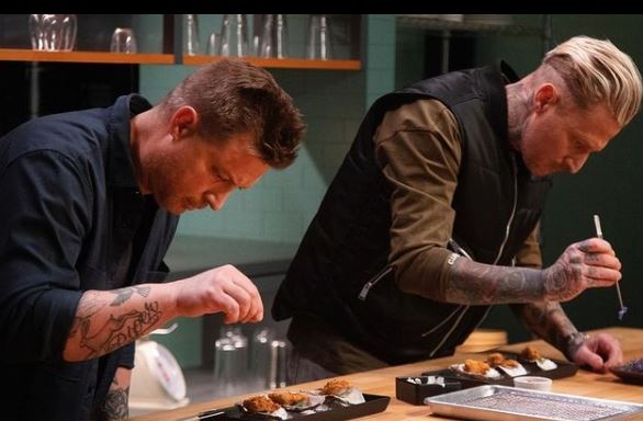 Michael Voltaggio and Bryan Voltaggio on their cook-off show Battle of the Brothers.