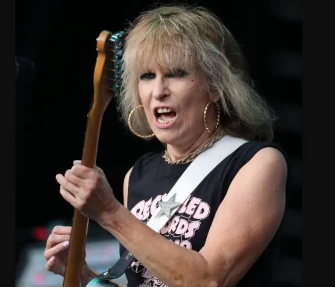 Chrissie Hynde performing on stage