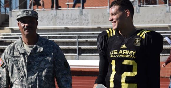 Feleipe Franks with his father at the US Army All-American Game