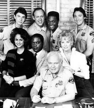 Geoffrey Thorne from with the cast of In the Heat of the Night series 