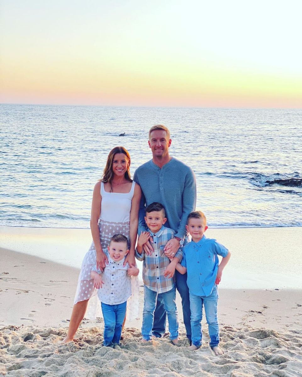 Joel Klatt enjoying his time at a beach with his son and wife