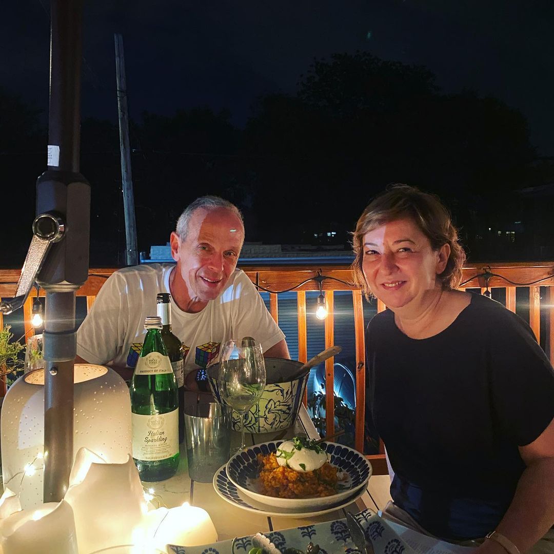Julia Ioffeâ€™s parents enjoying their fine dinner