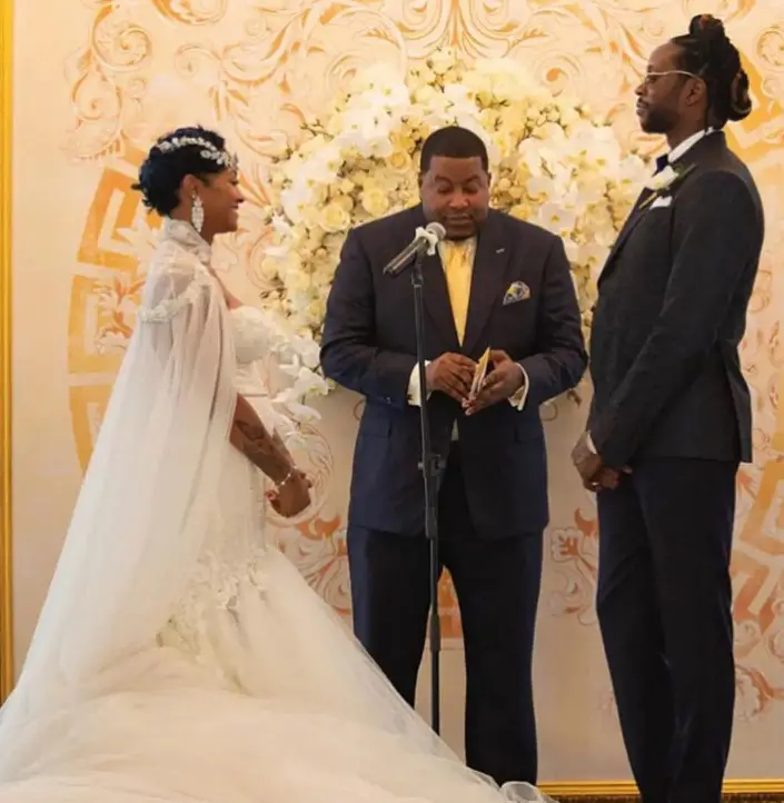 2 Chainz with his wife on their wedding day