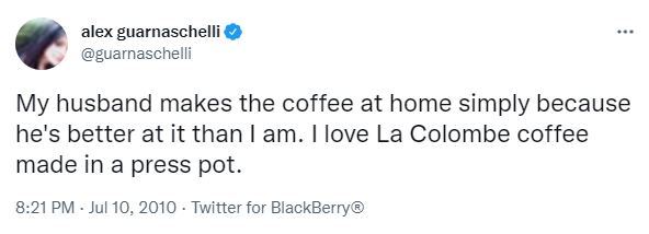 Alex Guarnaschelli's tweet about her husband