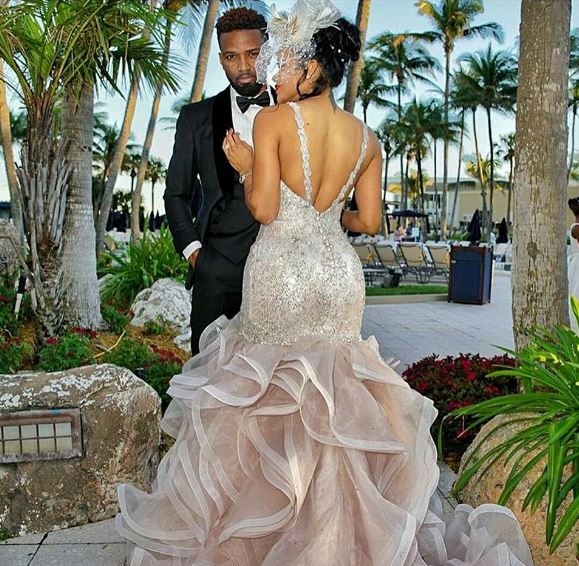 Konshens and his wife on their wedding day