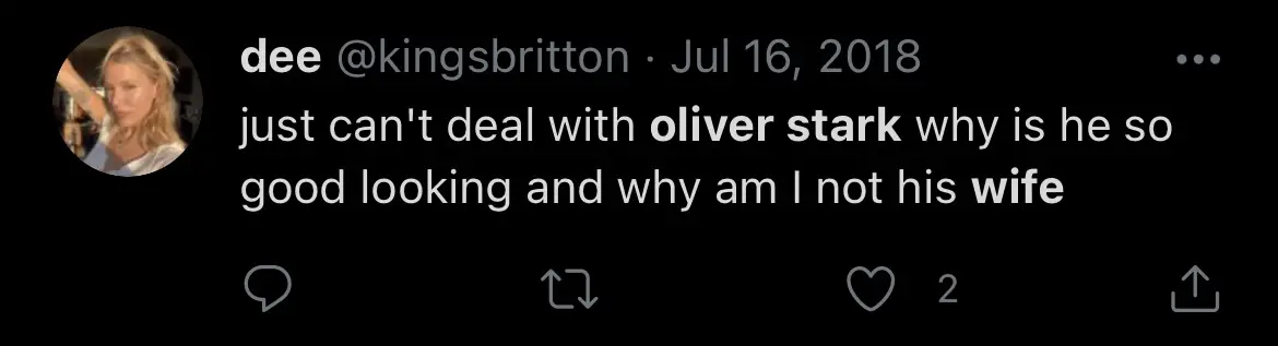 A Fan Talking About Wanting To Be Oliver Stark's Wife