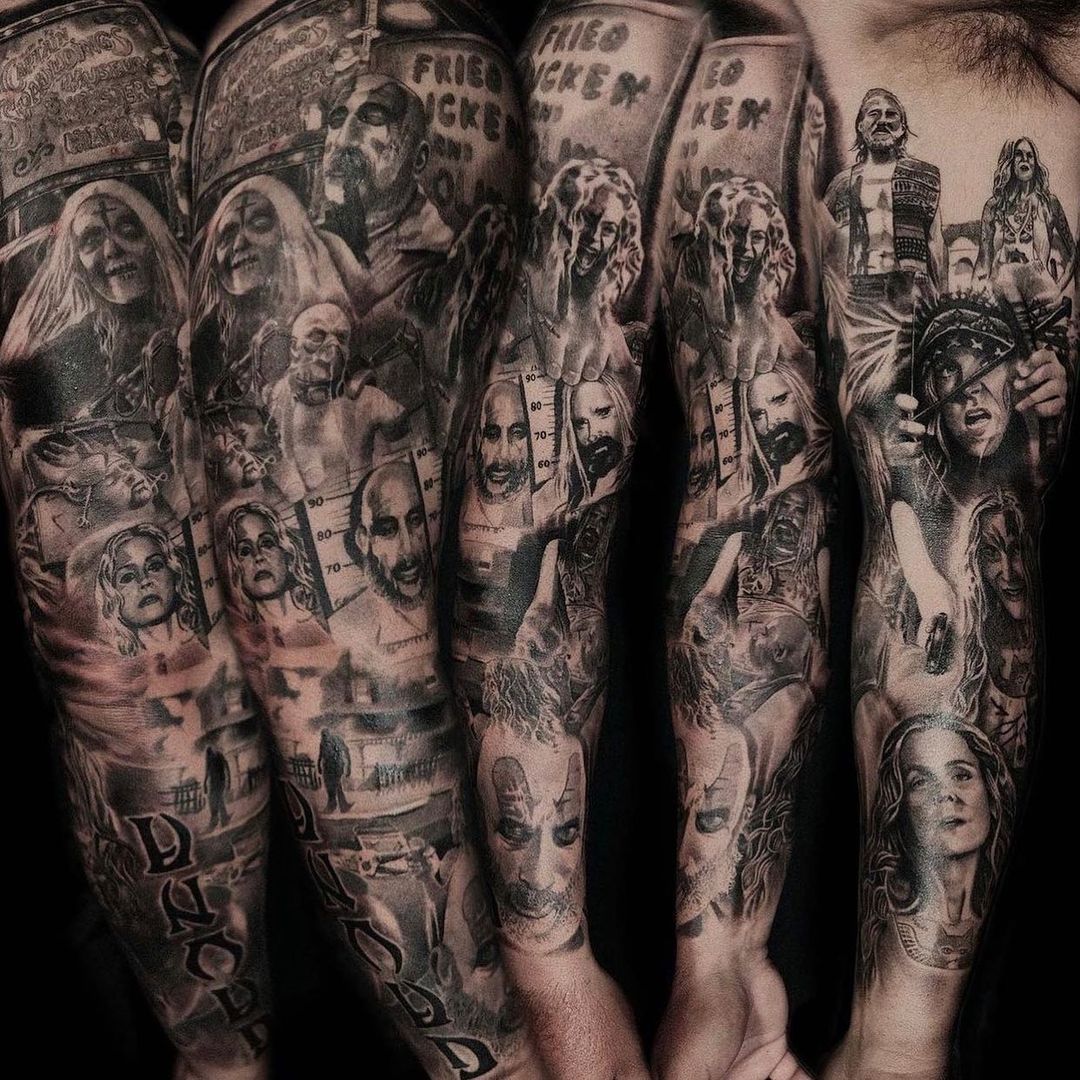 Rob Zombie flaunting his fansâ€™ tattoos dedicated to him
