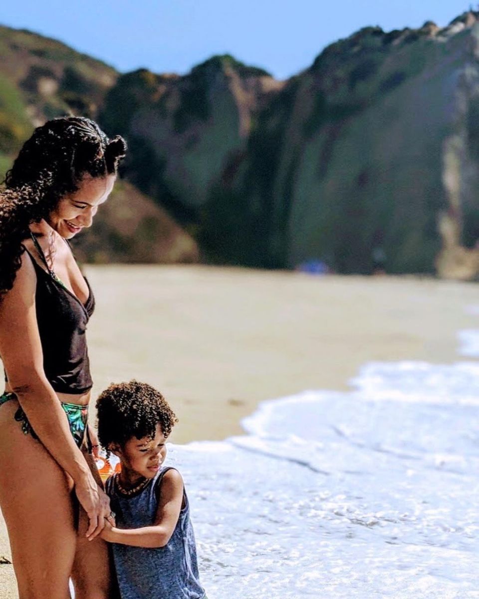 Shannon Kane with her son enjoying quality time at a beach 