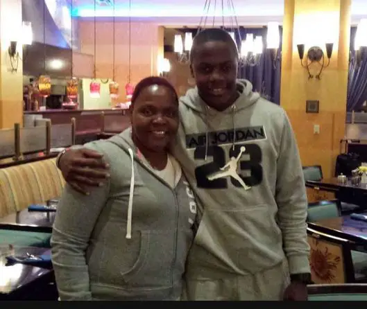Teddy with his mother out at a restaurant 