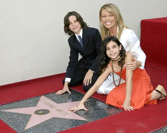 Caption: Vanna White with her kids Nicholas and Giovanna in 2006. 